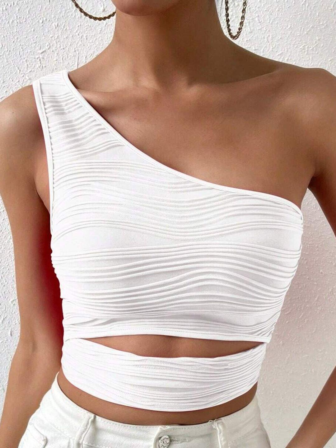 slyck white off-shoulder crop top