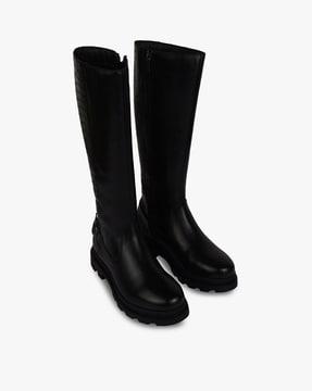 sm-1362 croc-embossed knee-length boots