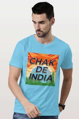sm chak de india round neck mens t-shirt - sky blue