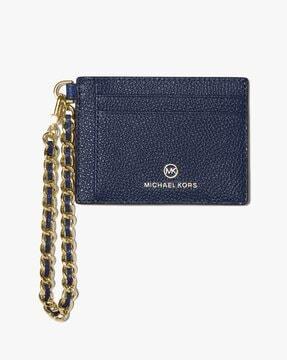 small pebbled leather chain card case