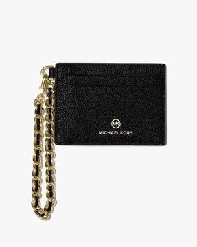 small pebbled leather chain card case