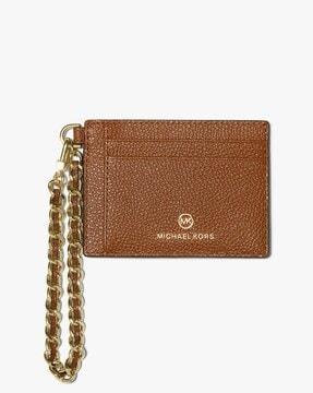 small pebbled leather chain card case