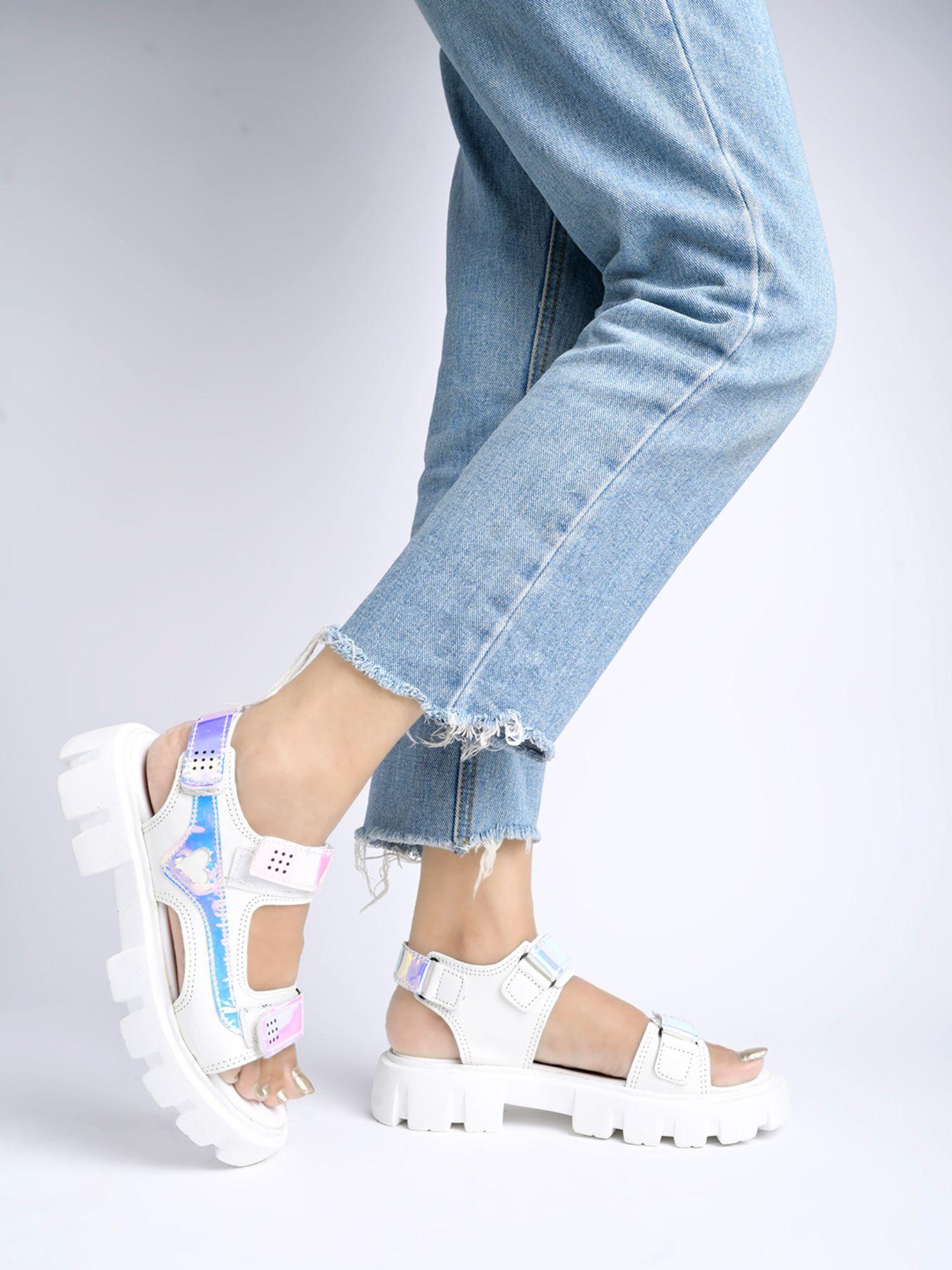 smart casual white sandals