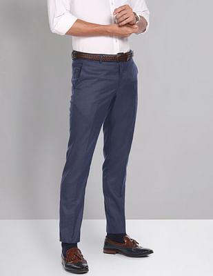 smart mid rise waist solid formal trousers