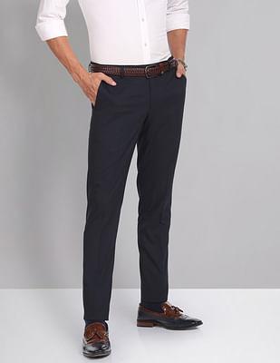 smart waist solid formal trousers