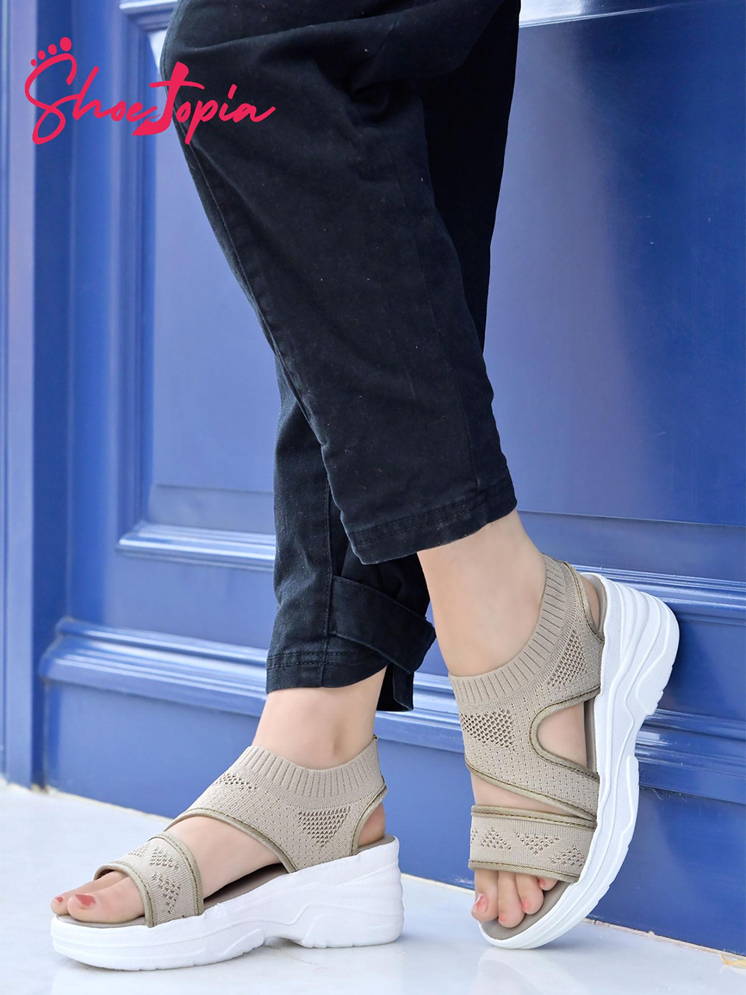 smart casual beige sandals for women