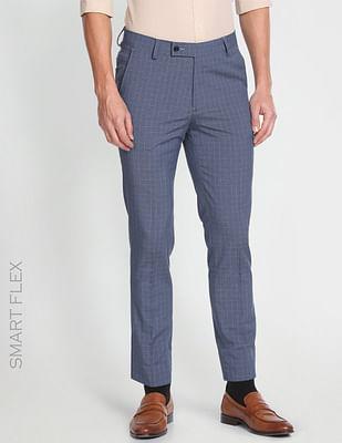 smart flex checkered formal trousers