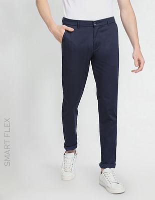 smart flex geometric print casual trousers