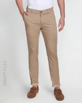 smart flex geometric print twill chinos