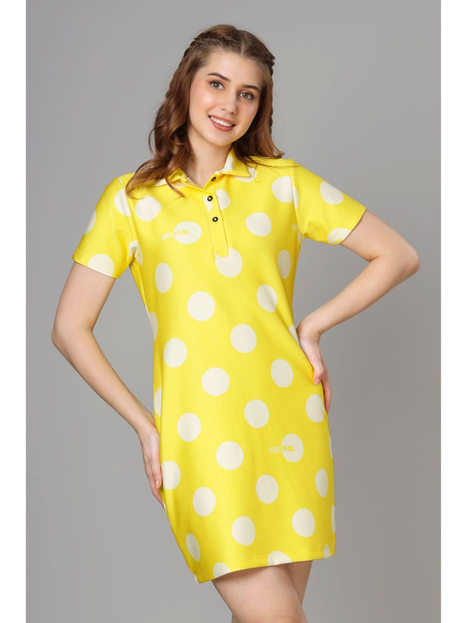 smart polka dots printed polo dress for women