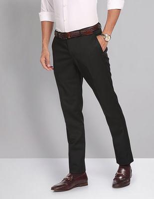 smart waist solid formal trousers
