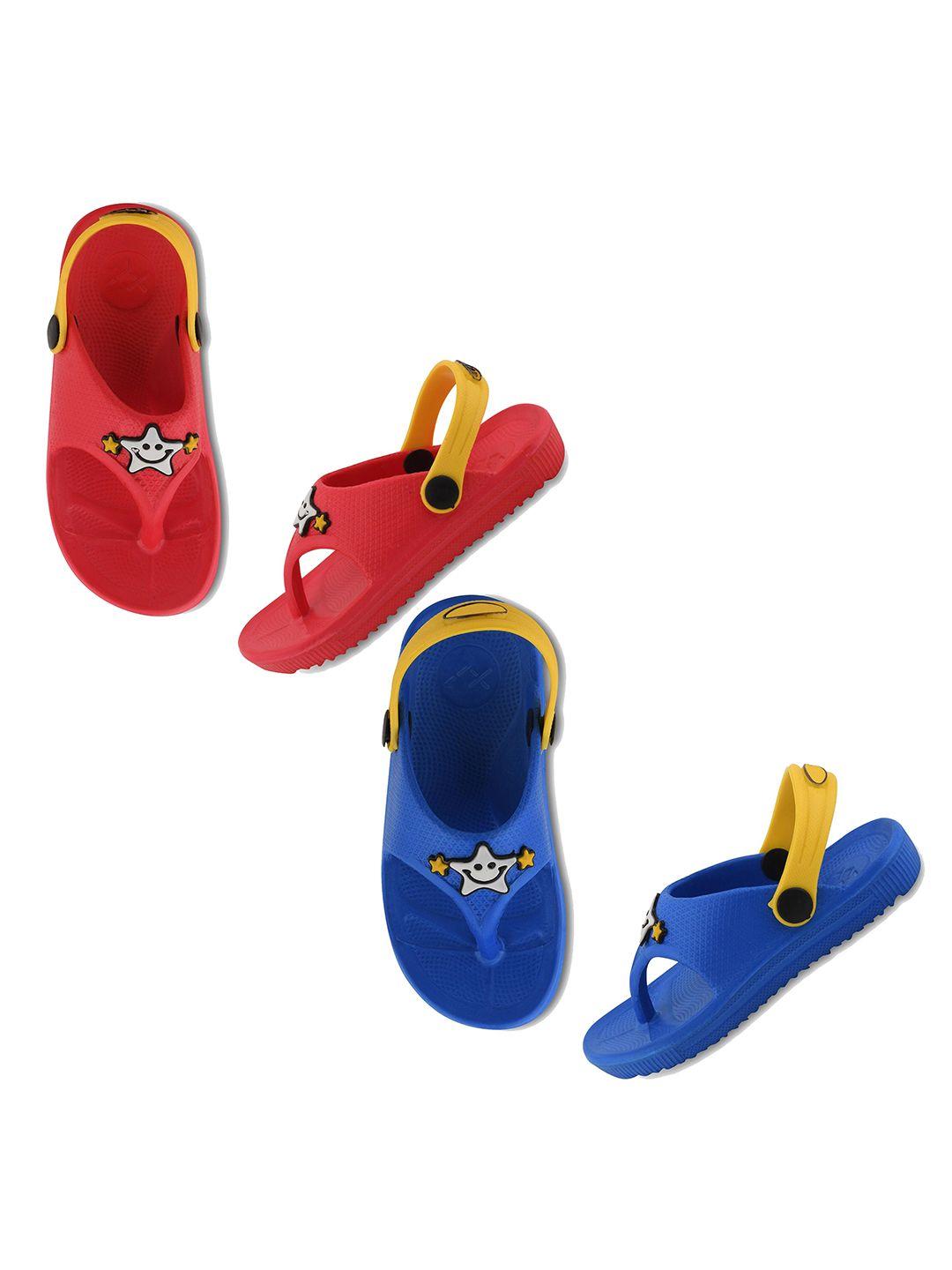 smartots kids set of 2 textured croslite clog style thong flip-flops with applique detail