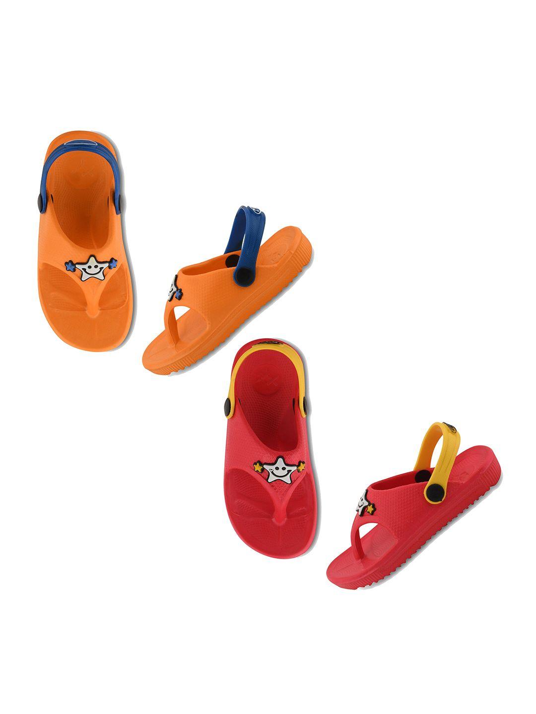 smartots kids set of 2 textured croslite clog style thong flip-flops with applique detail