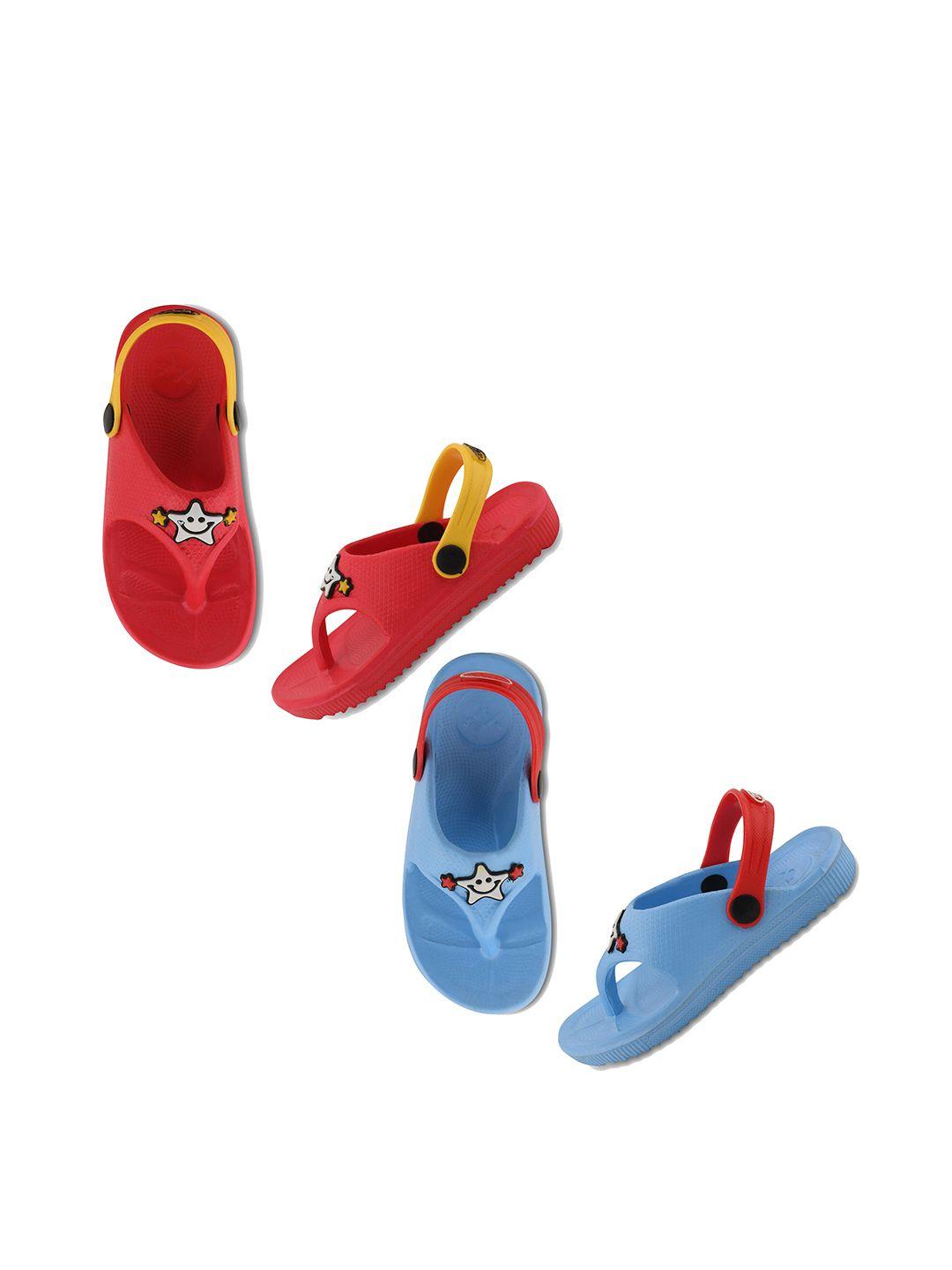 smartots kids set of 2 textured croslite clog style thong flip-flops with applique detail