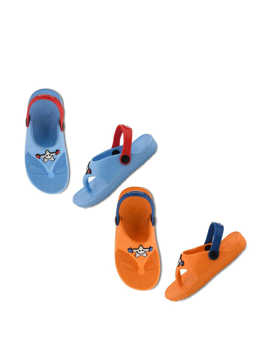 smartots kids set of 2 textured croslite clog style thong flip-flops with applique detail