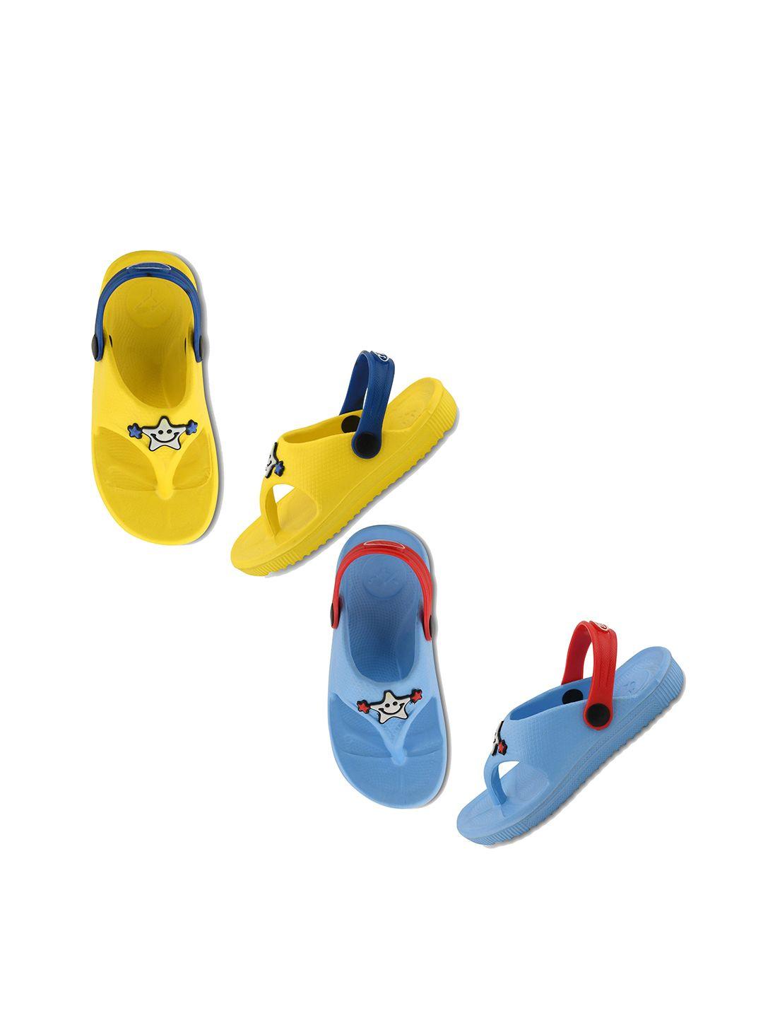 smartots kids set of 2 textured croslite clog style thong flip-flops with applique detail