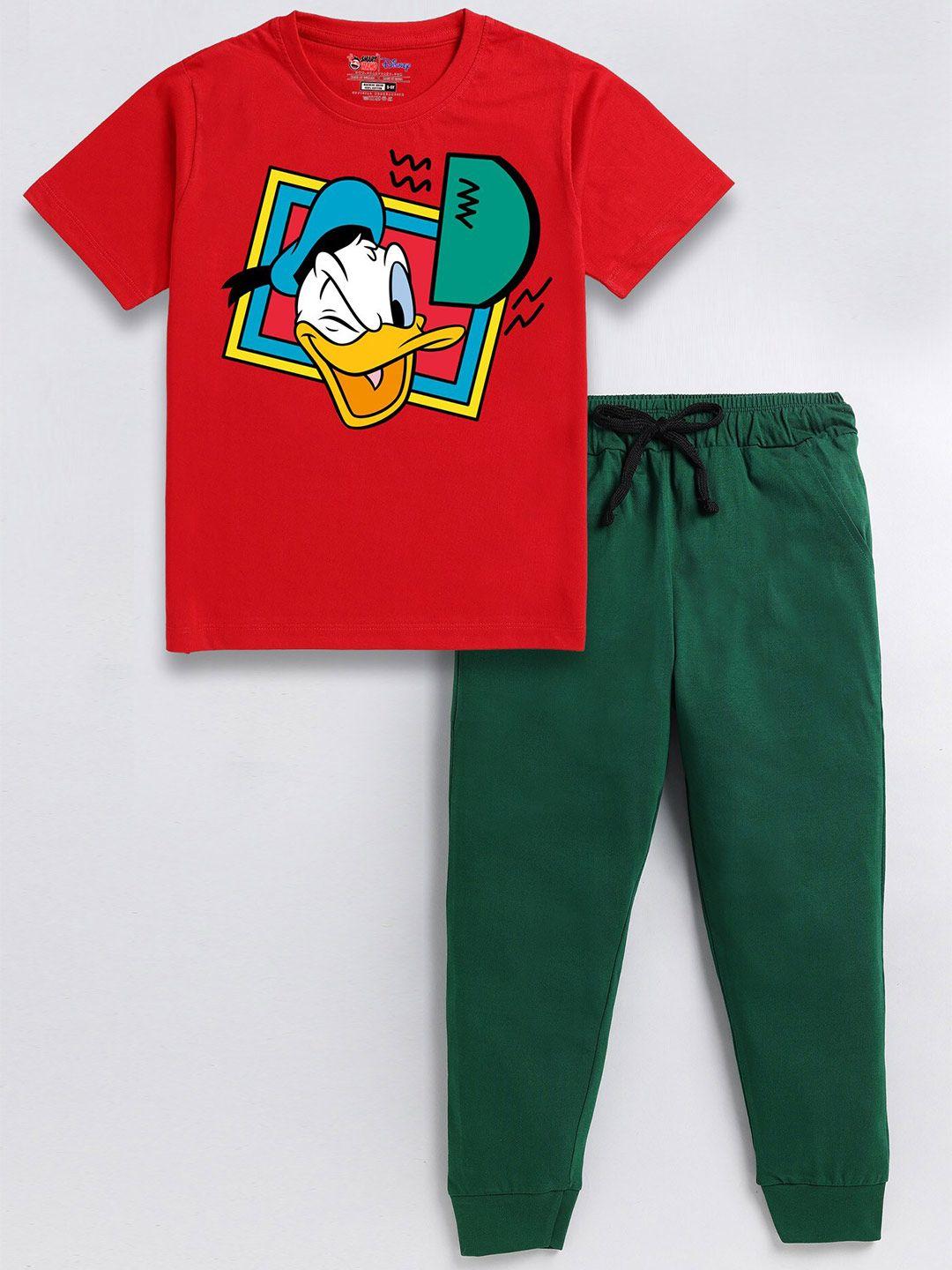 smartraho boys donald duck printed pure cotton t-shirt with joggers clothing set