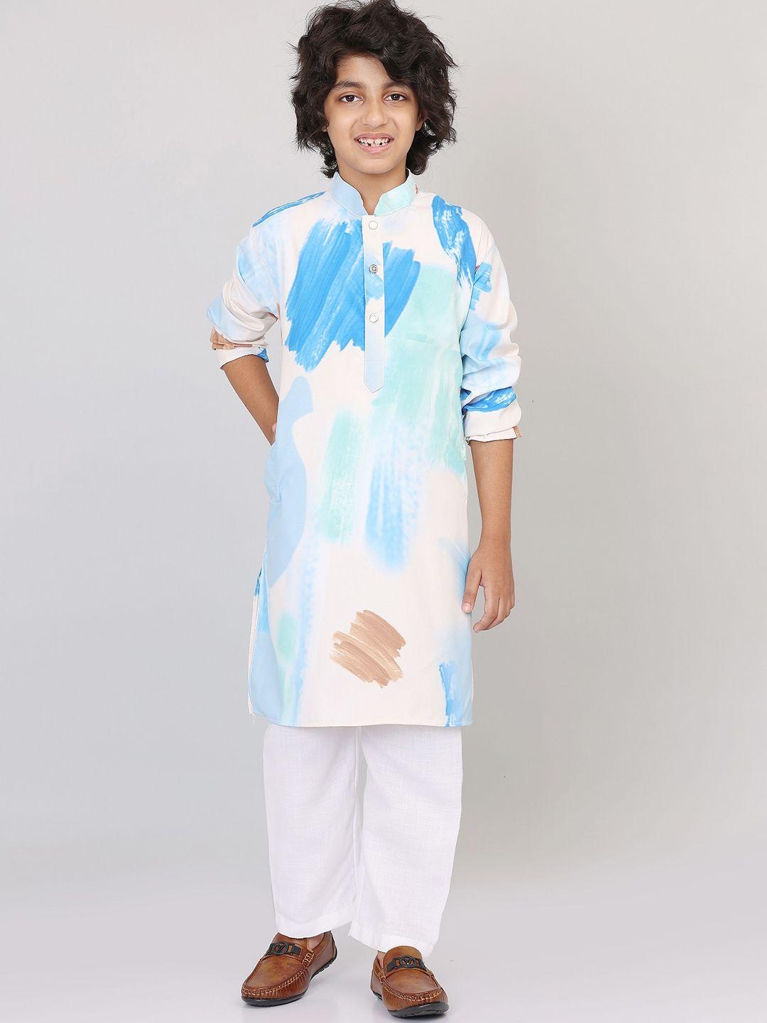 smartraho boys abstract printed kurta with pyjamas