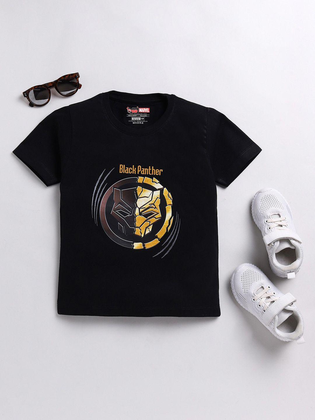 smartraho boys black panther printed round cotton neck t-shirt