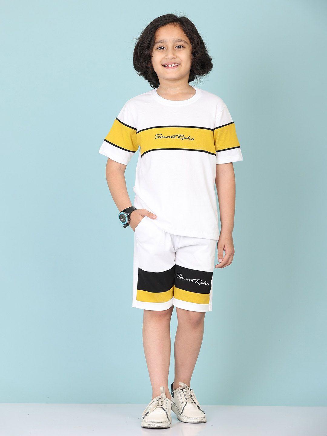 smartraho boys colourblocked pure cotton t-shirt with shorts