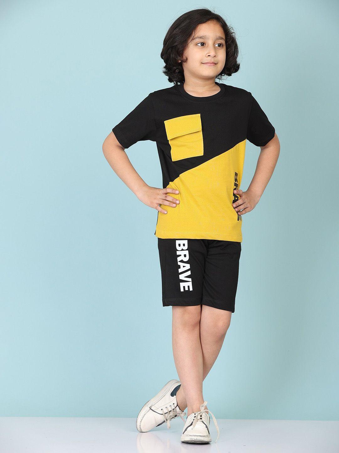 smartraho boys colourblocked pure cotton t-shirt with shorts