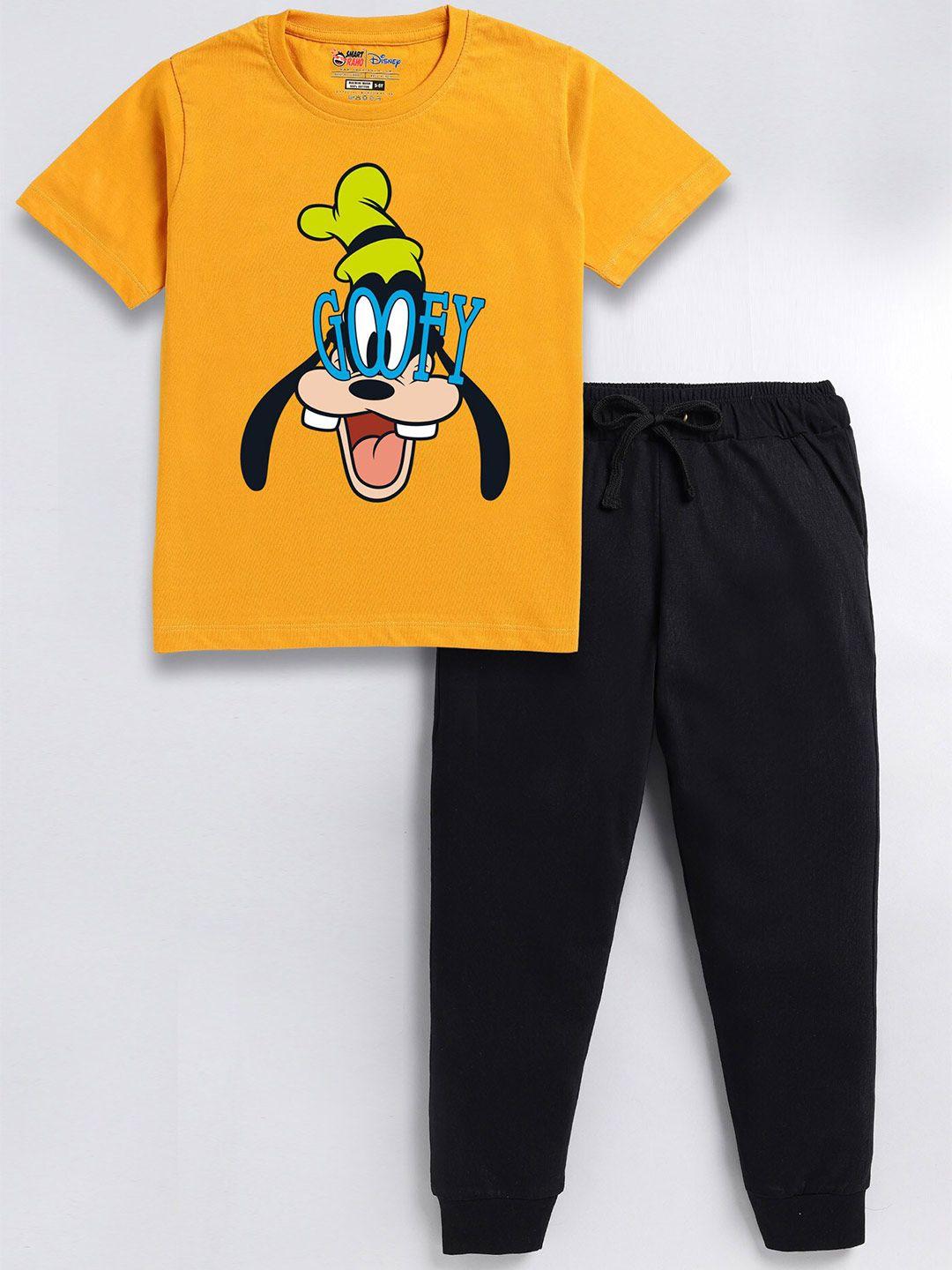 smartraho boys goofy printed pure cotton t-shirt with trousers