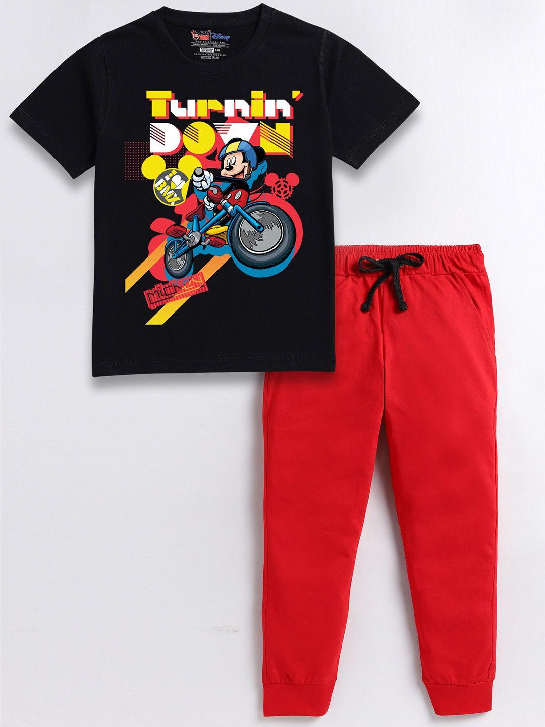 smartraho boys mickey mouse printed pure cotton t-shirt with joggers