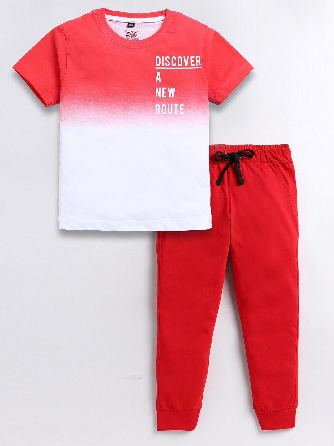 smartraho boys ombre pure cotton t-shirt with trousers