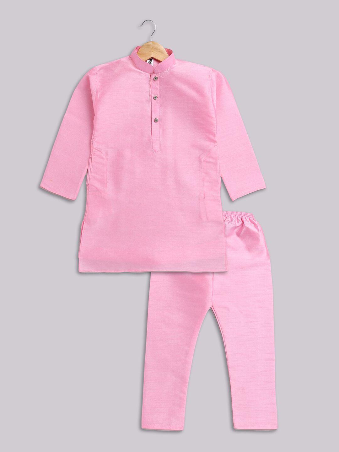 smartraho boys pink regular dupion silk kurta with pyjamas