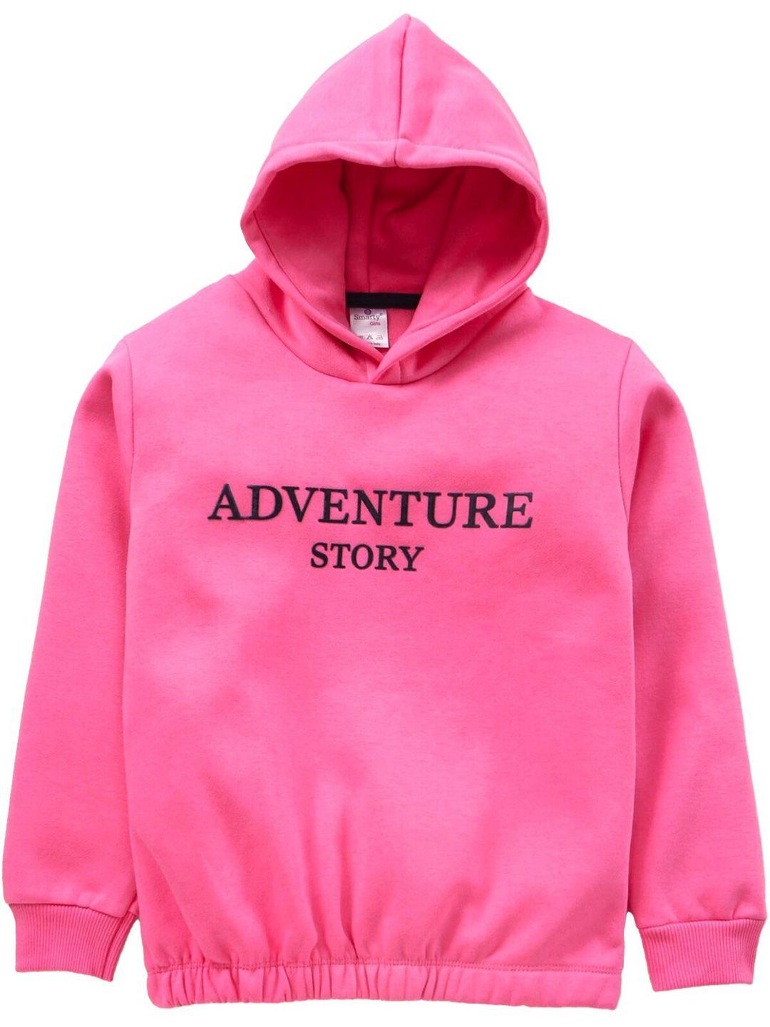 smarty boys pink printed hooded sweatshirt