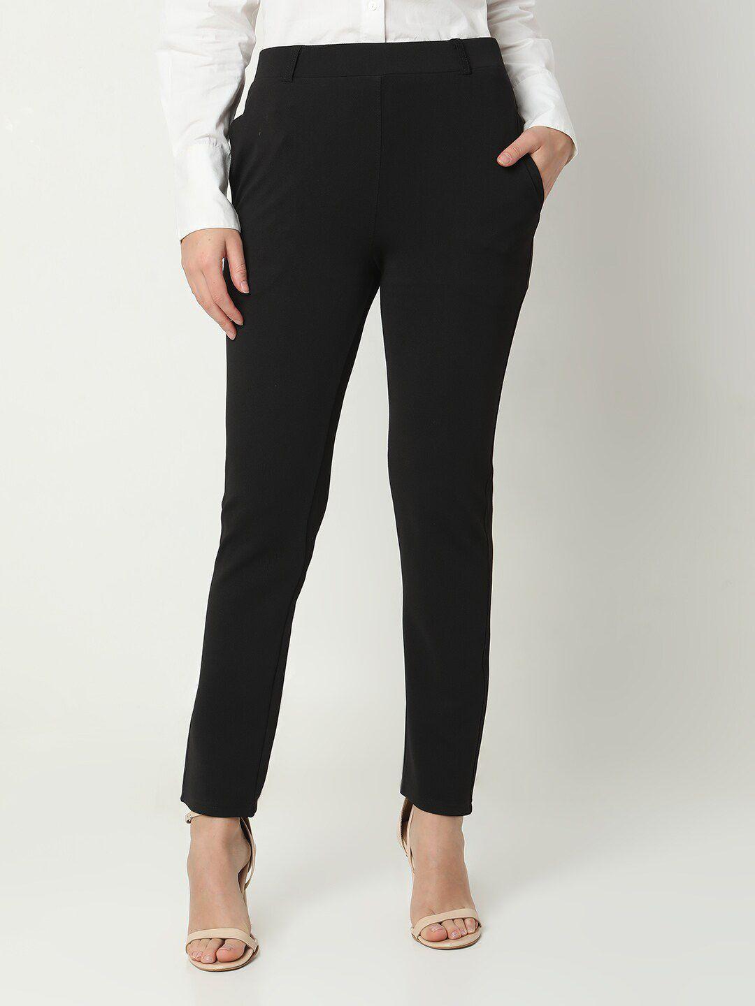 smarty pants women black relaxed high-rise trousers