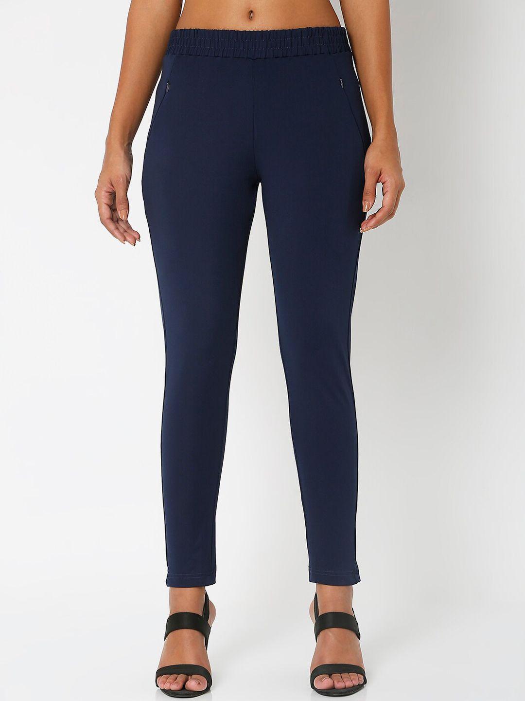 smarty pants women blue skinny fit high-rise trousers