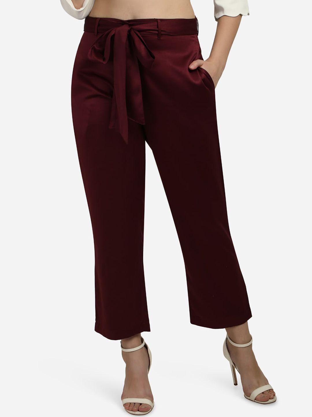 smarty pants women burgundy solid relaxed fit culottes
