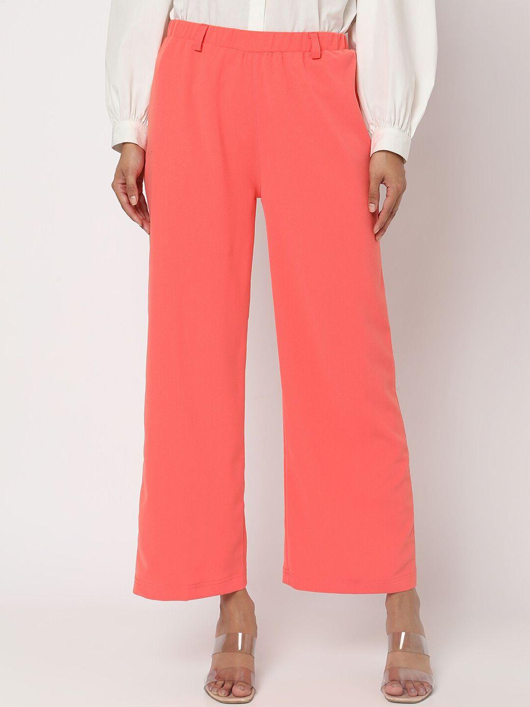 smarty pants women pink relaxed flared easy wash trousers