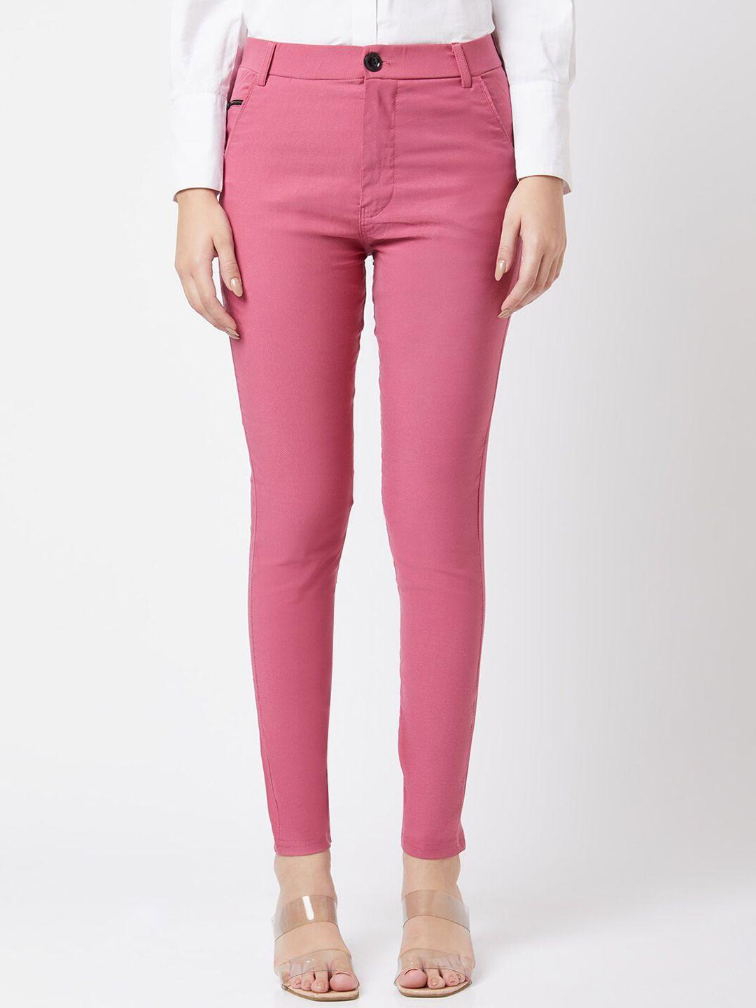 smarty pants women pink sharp skinny fit easy wash trousers