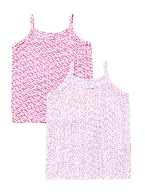 smarty kids white & pink printed camisole (pack of 2)