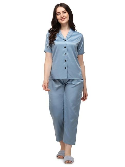 smarty pants blue satin  shirt with pyjamas