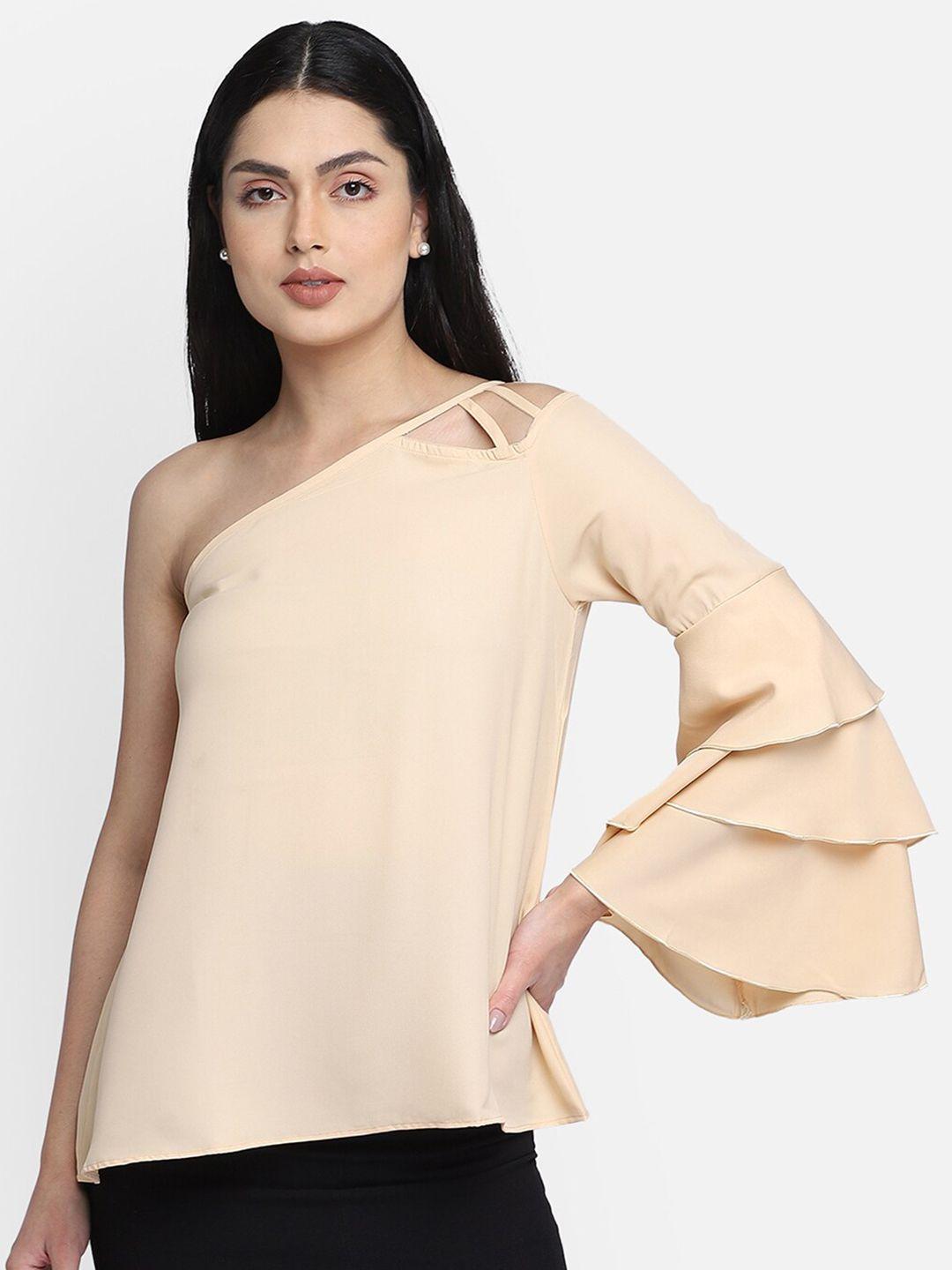 smarty pants cream-coloured one shoulder top