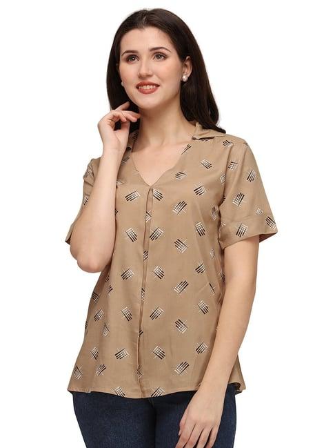 smarty pants cream cotton printed top