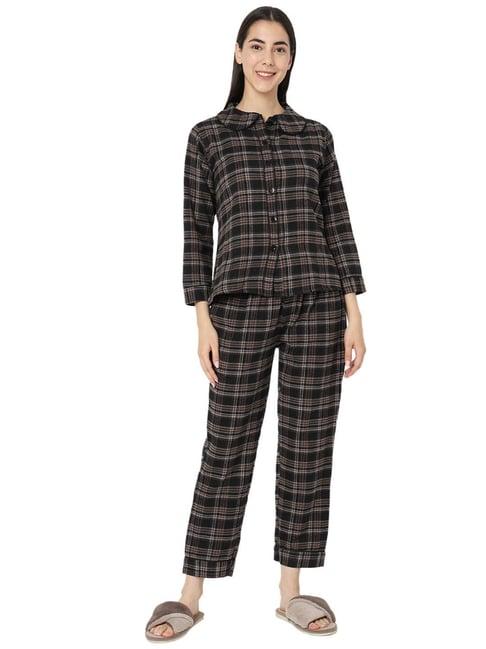 smarty pants grey cotton checks shirt with pyjamas