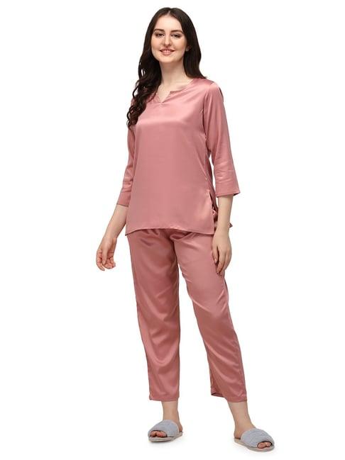 smarty pants light pink satin  top with pyjamas