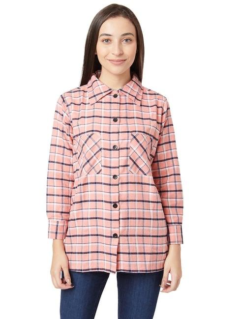 smarty pants pink cotton checks shirt