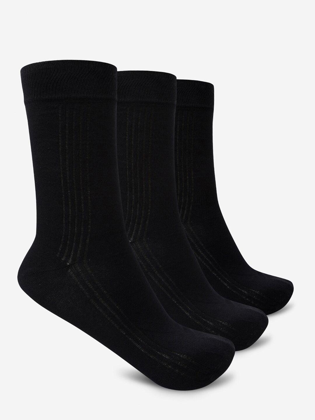 smarty pants unisex pack of 3 black solid calf length cotton socks