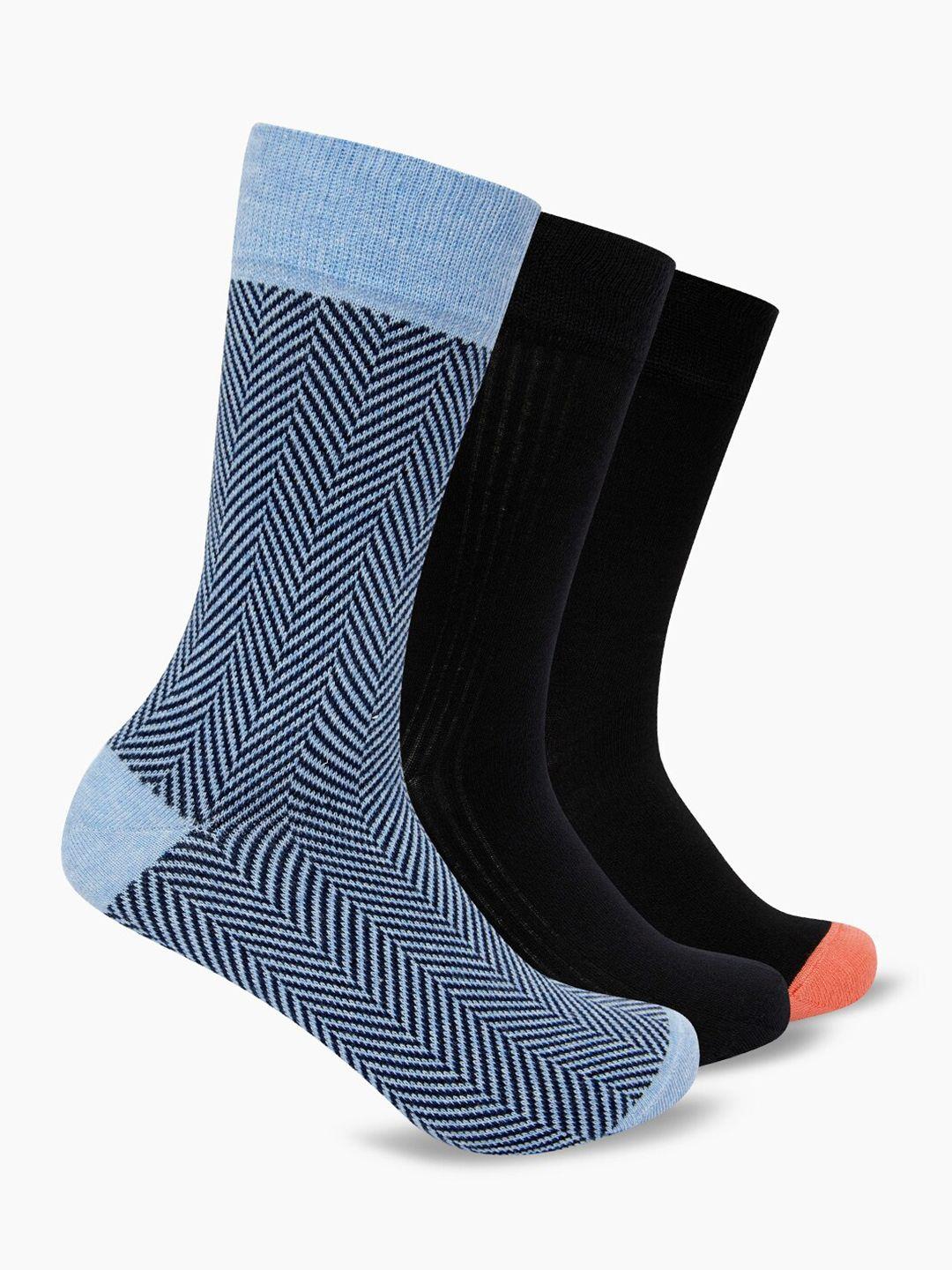 smarty pants unisex pack of 5 blue & black solid cotton calf-length socks