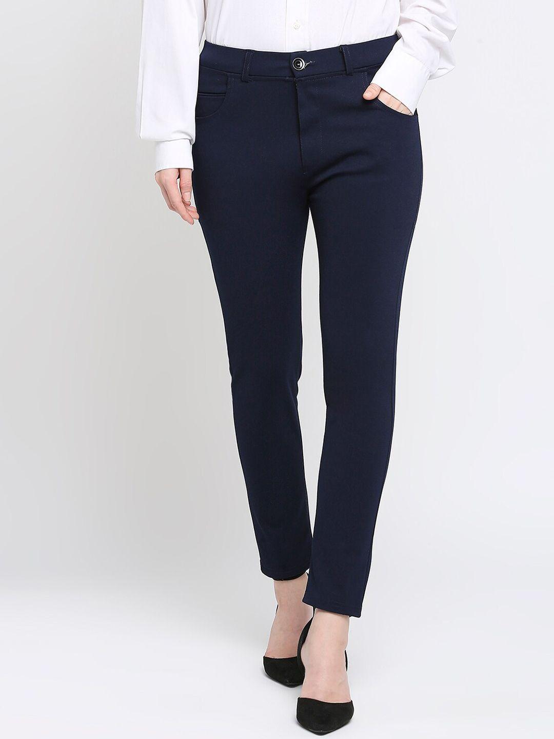 smarty pants women  sharp slim fit high-rise lint free trousers