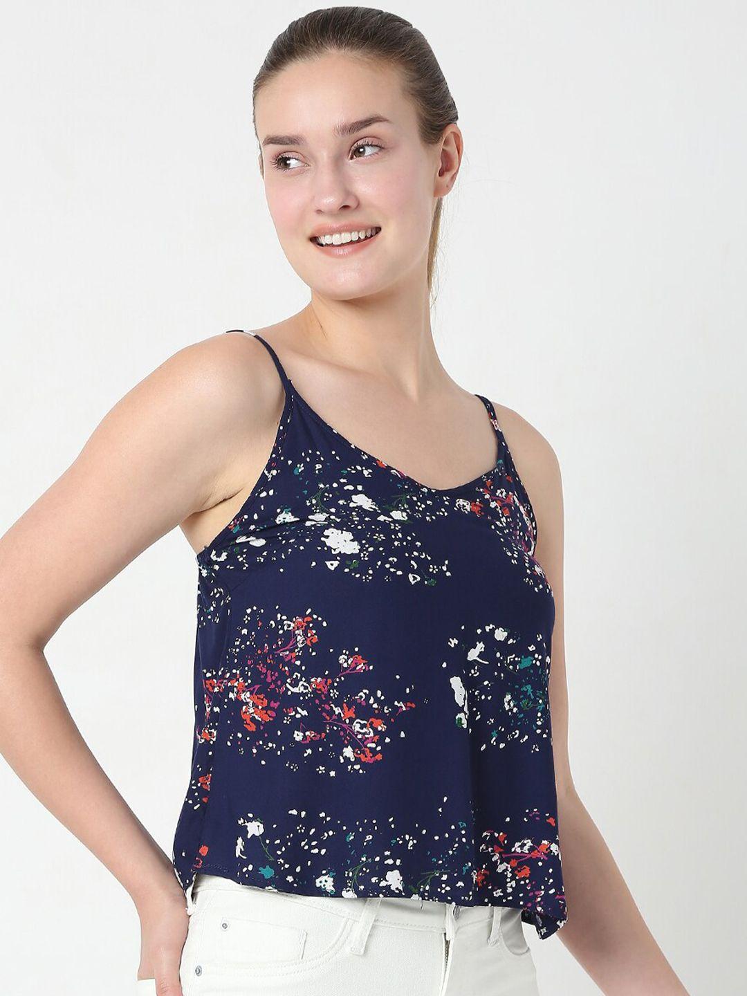 smarty pants women blue floral print top