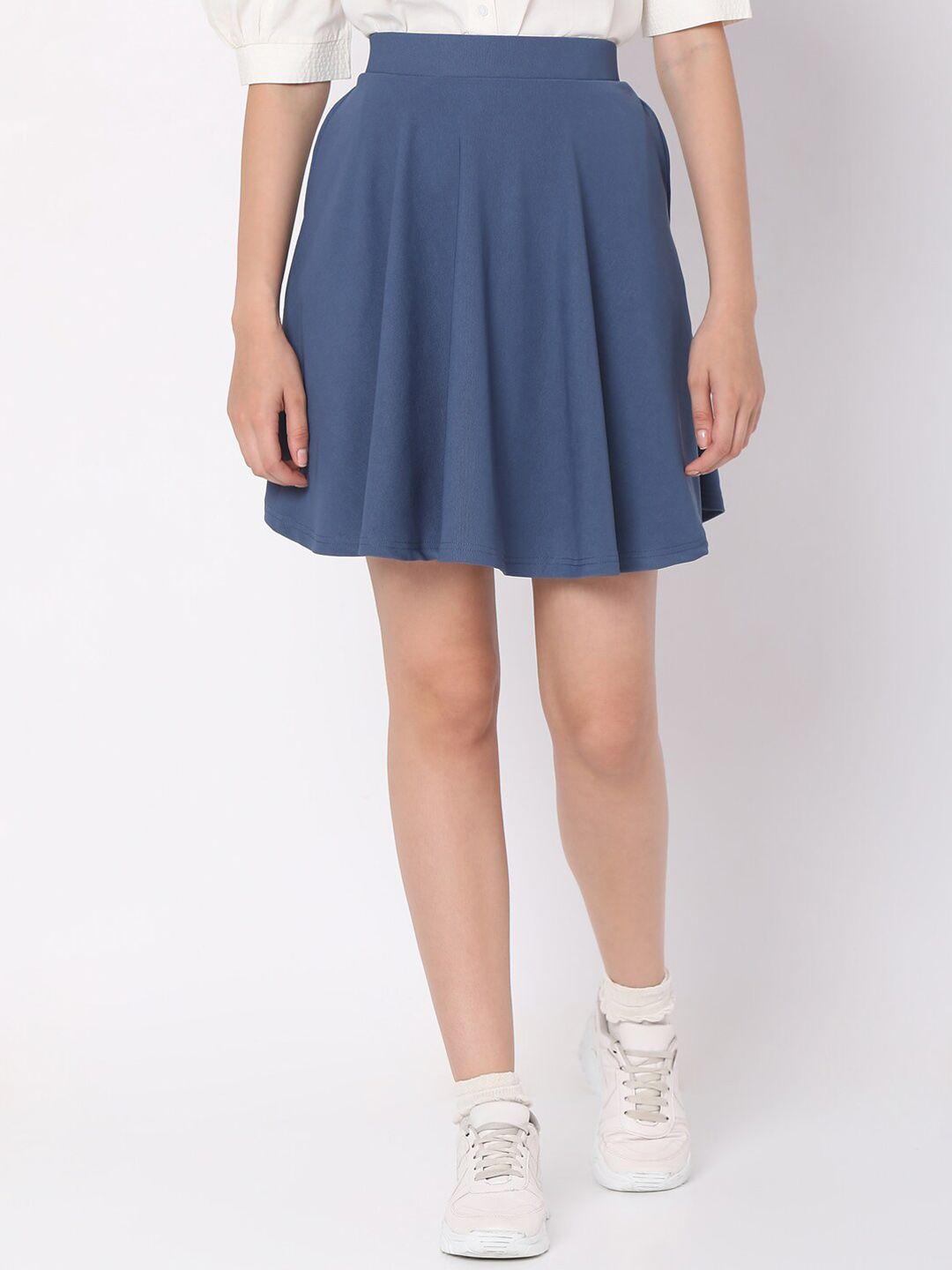 smarty pants women blue solid skater skirts