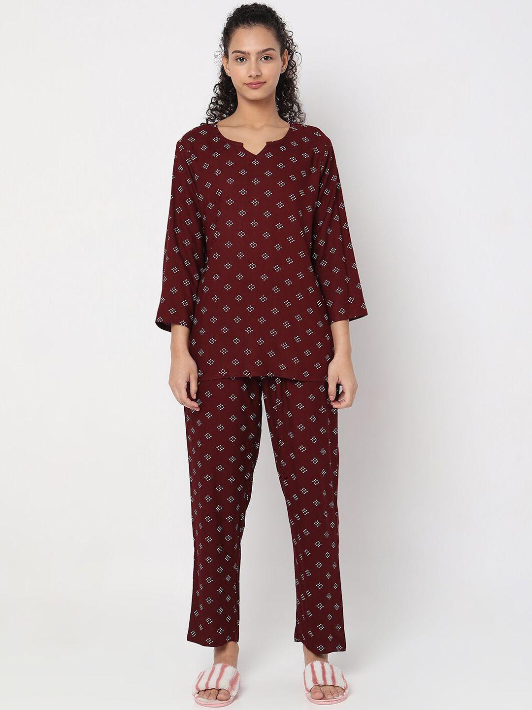 smarty pants women printed pure cotton night suit
