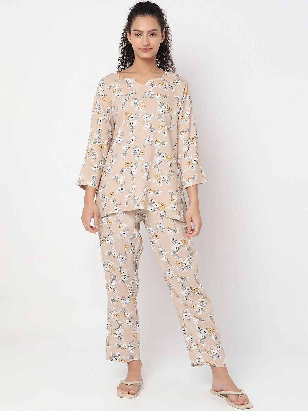 smarty pants women printed pure cotton night suit