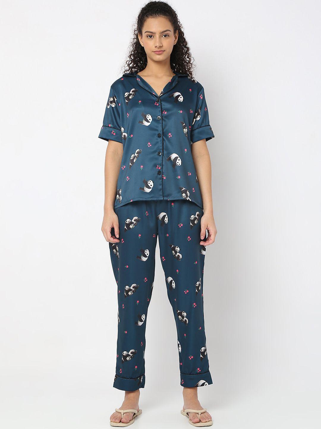 smarty pants women printed satin night suit